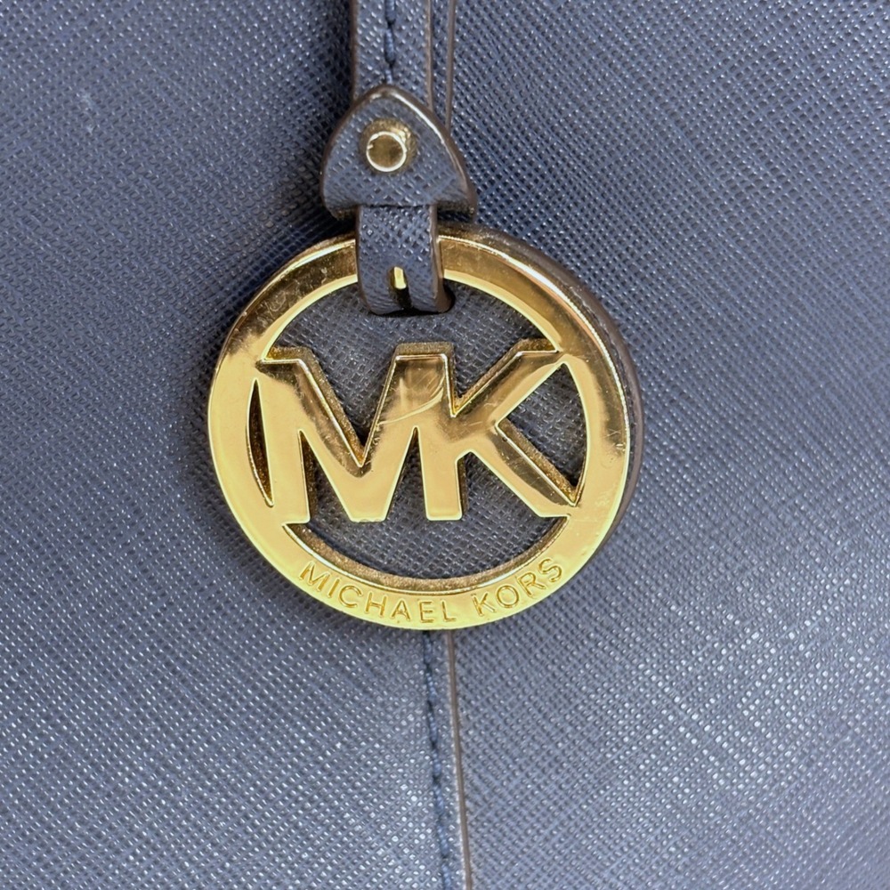 Michael Kors Jet Set Travel Saffiano Leather Tote Bag Navy Blue‎ - Picture 4 of 11